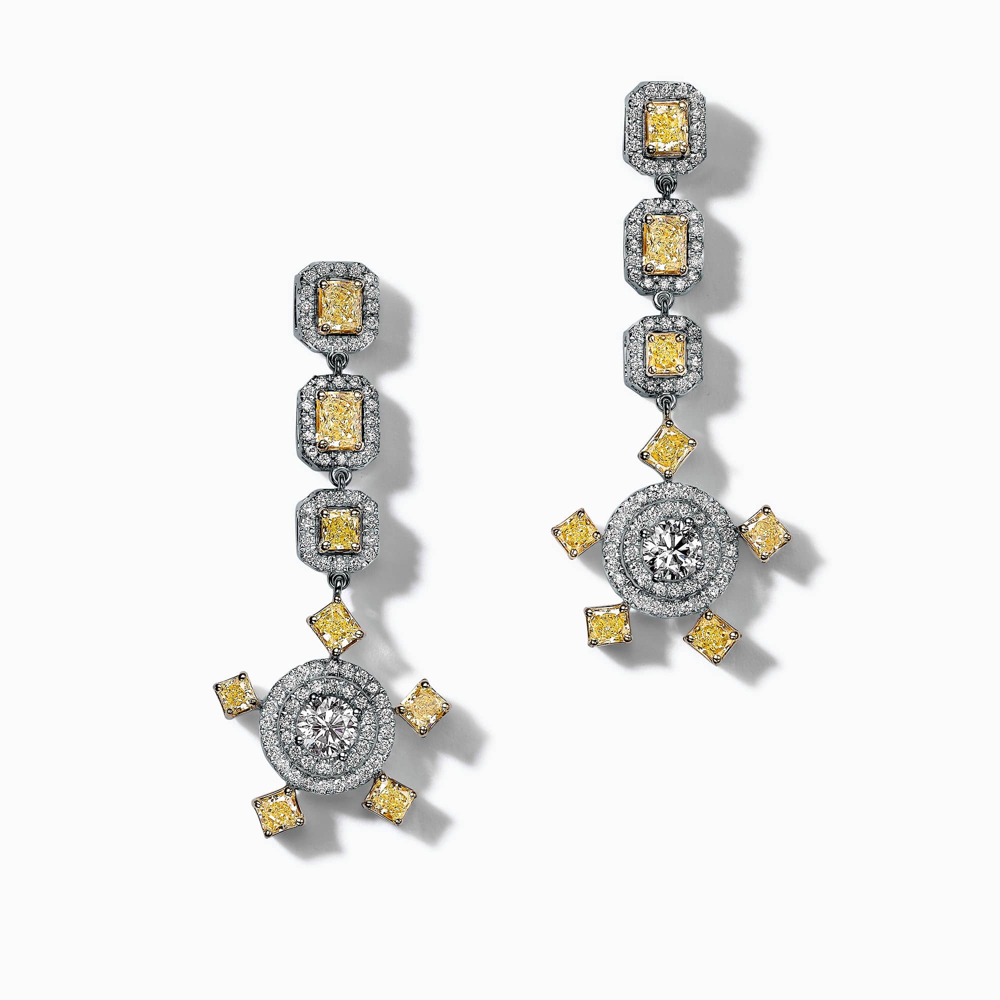 עגילי אוריין יהלומי פנסי צהוב - כפריס תכשיטים