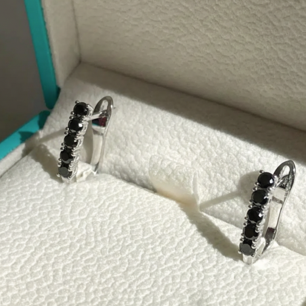 עגילי דון יהלום שחור 0.80 - תמונה 3