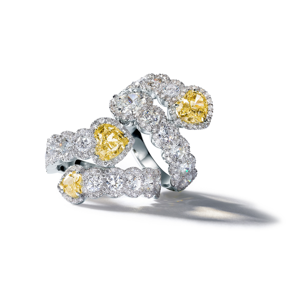 טבעת לאבי יהלומי פנסי צהוב - כפריס תכשיטים