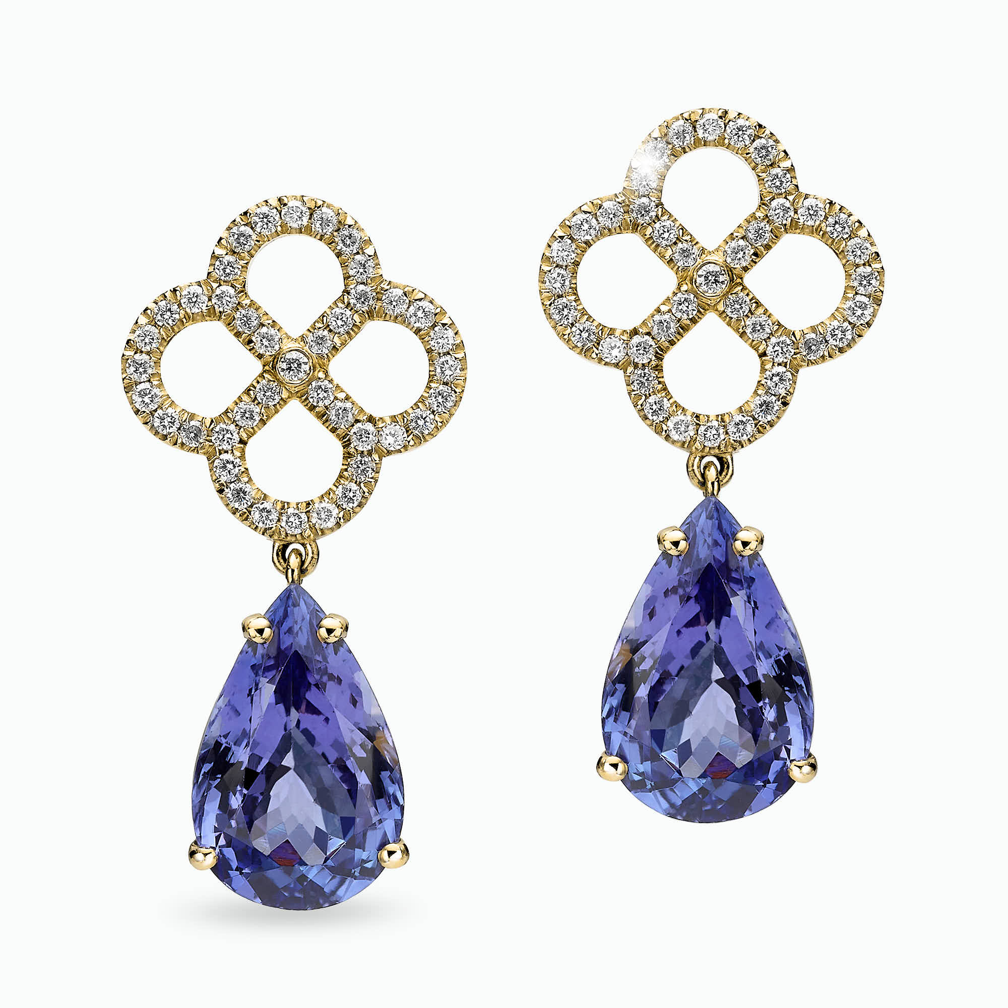 עגילי אנה טנזנייט ויהלומים - כפריס תכשיטים