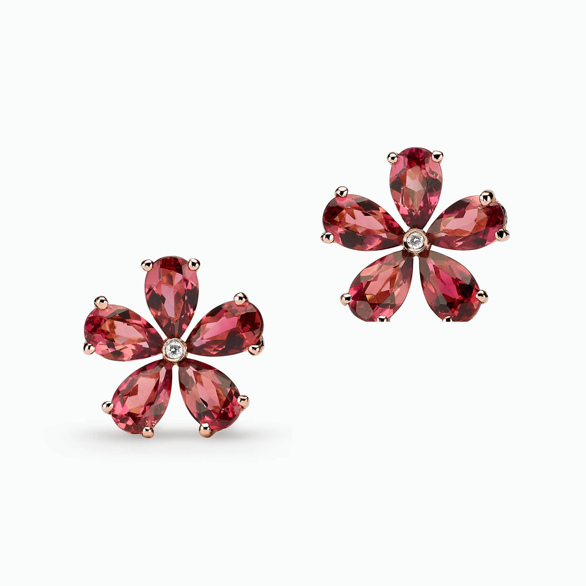 עגילי ניני פרח טורמלין וורוד - כפריס תכשיטים