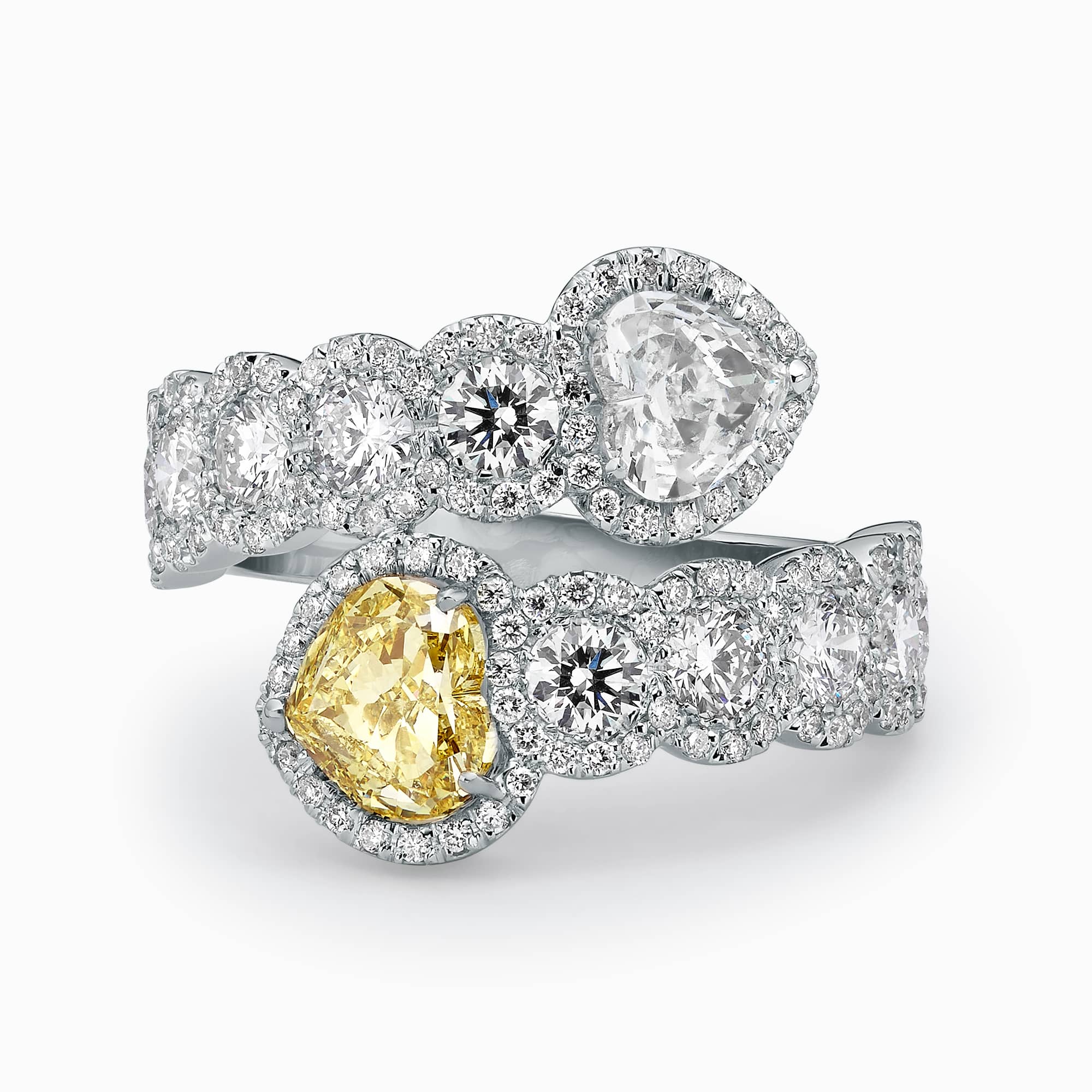 טבעת לאבי יהלום פנסי צהוב ולבן - כפריס תכשיטים