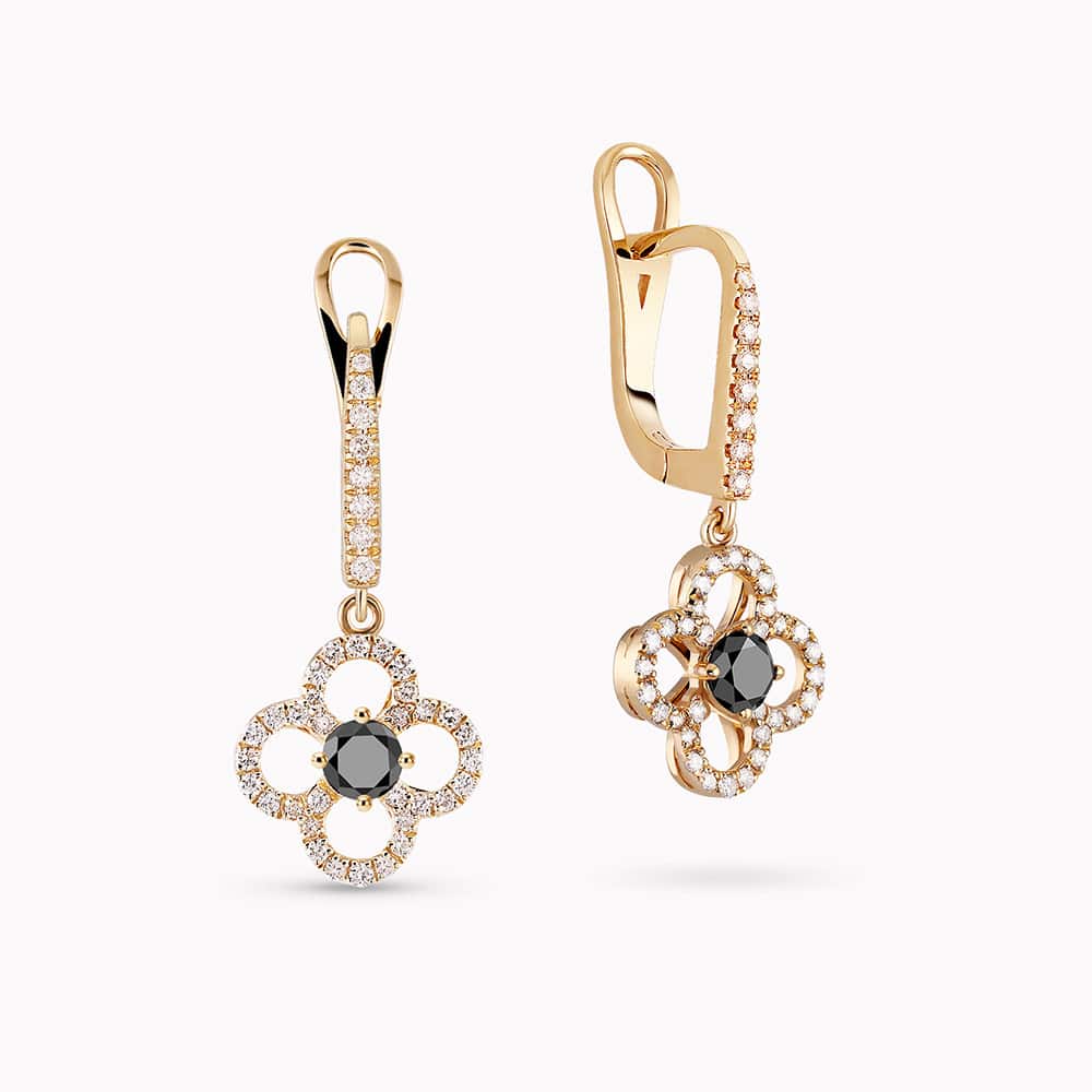 עגילי טורי יהלום שחור - כפריס תכשיטים