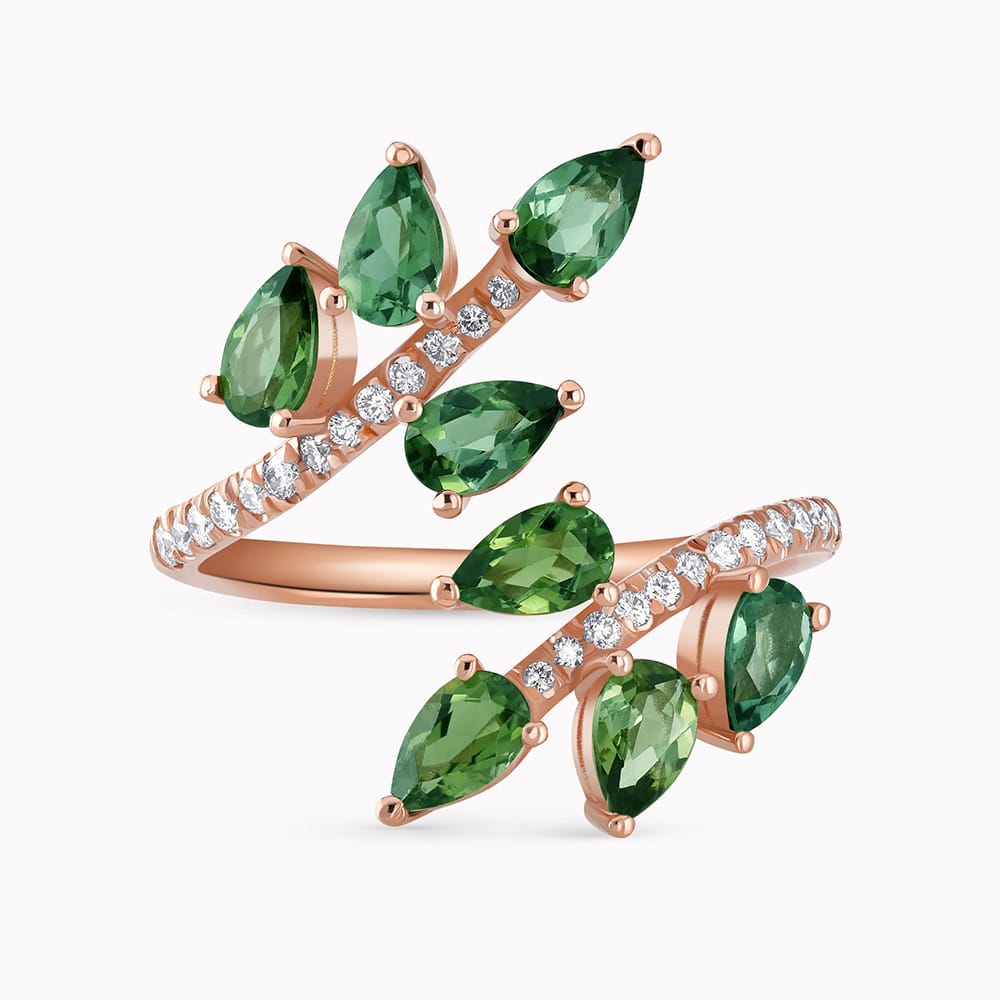 טבעת ניילה פרח טורמלין ירוק - כפריס תכשיטים