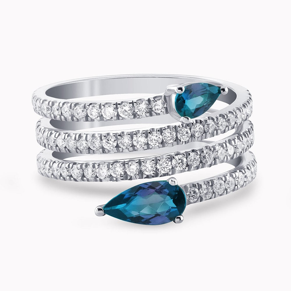 טבעת ספירלה ליאן טורמלין כחול - כפריס תכשיטים