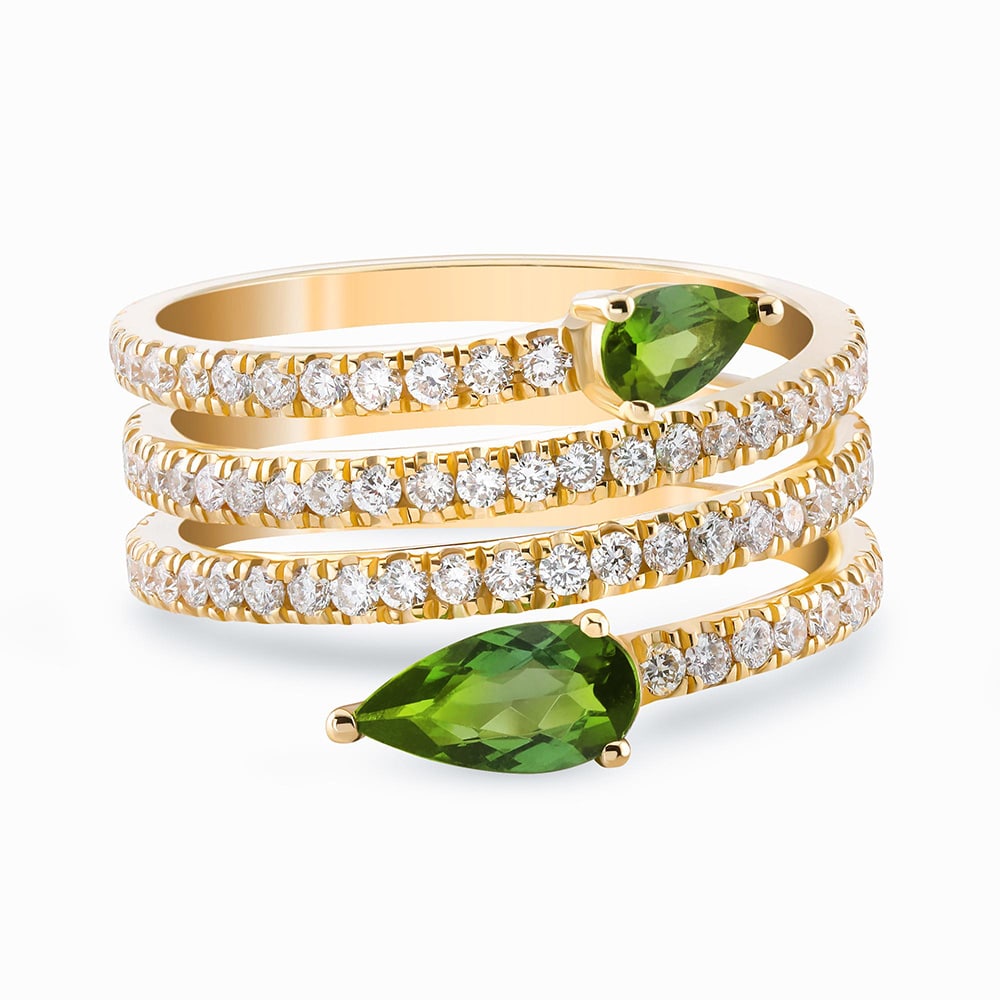 טבעת ספירלה ליאן טורמלין ויהלומים - כפריס תכשיטים