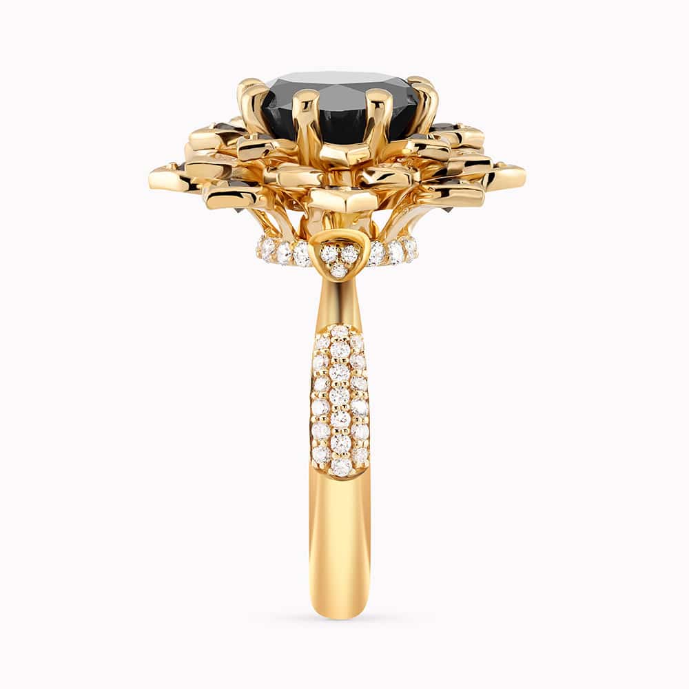 טבעת גארדן יהלומים שחורים ולבנים - תמונה 2