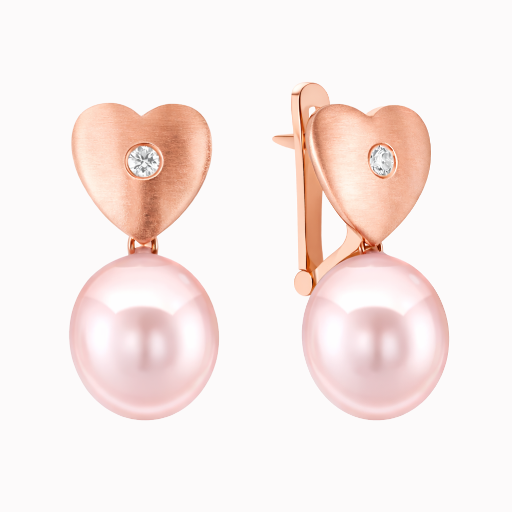 עגילי סיידי פנינה לב - כפריס תכשיטים