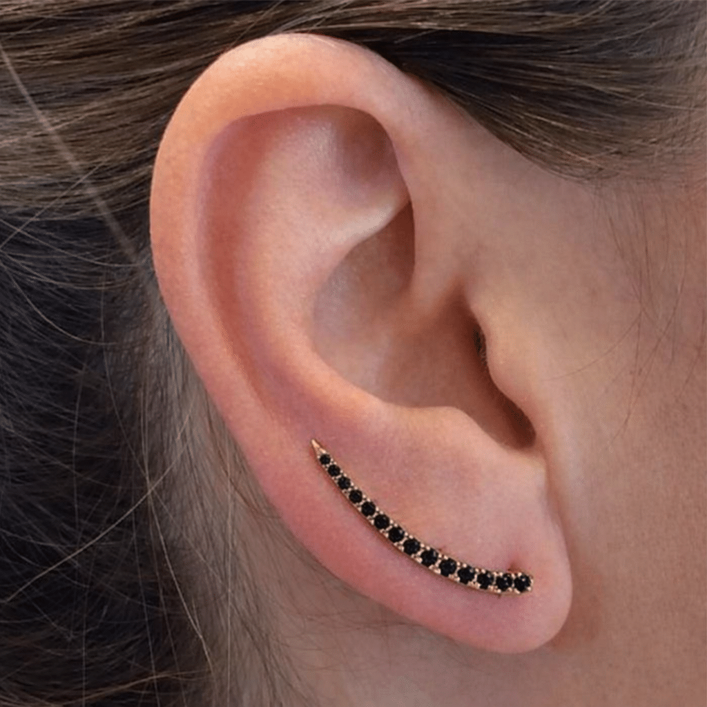 עגיל מטפס יהלום שחור - תמונה 4